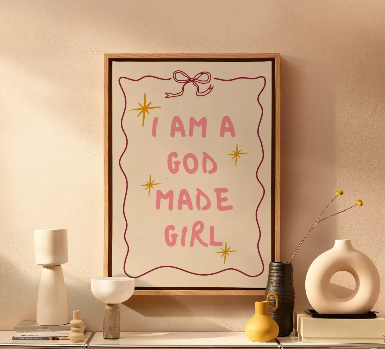 "Sono una ragazza fatta da Dio" Arte cristiana moderna tela con Cornice a cassetta da vintagepod