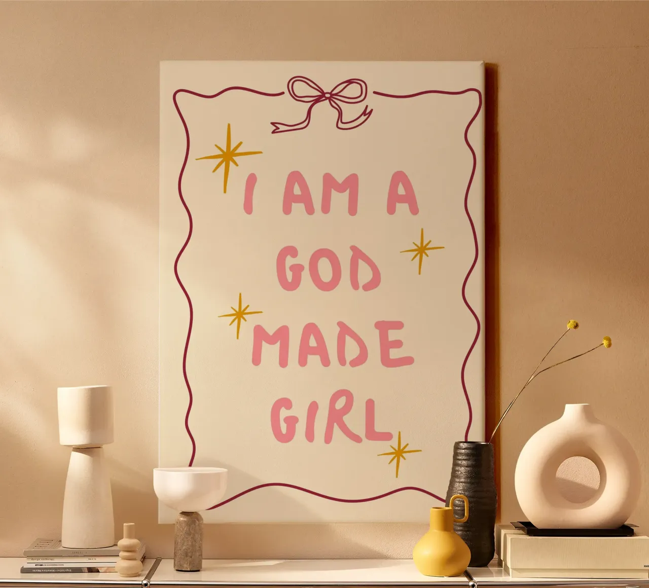 "Sono una ragazza fatta da Dio" Arte cristiana moderna tela con Cornice a cassetta da vintagepod