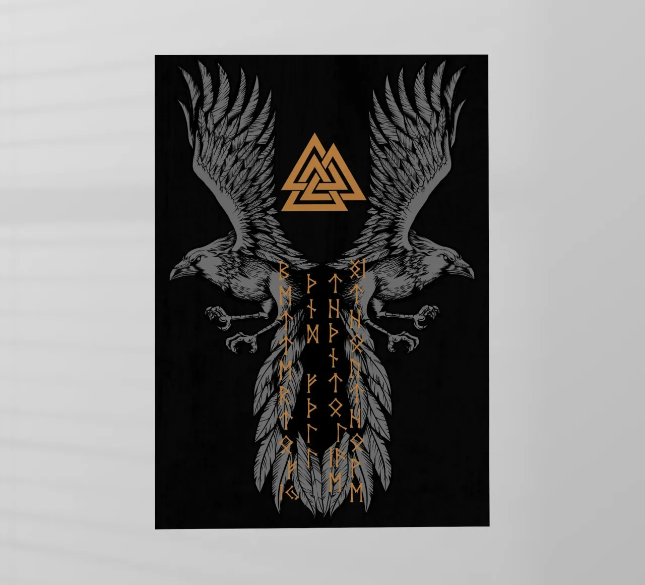 Hugin e Munin con rune e Valknut pellicola backlit da pixelbull - medieval art and more