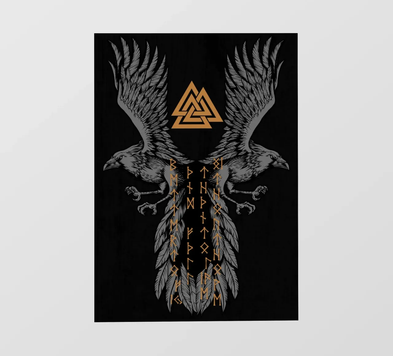 Hugin e Munin con rune e Valknut pellicola backlit da pixelbull - medieval art and more