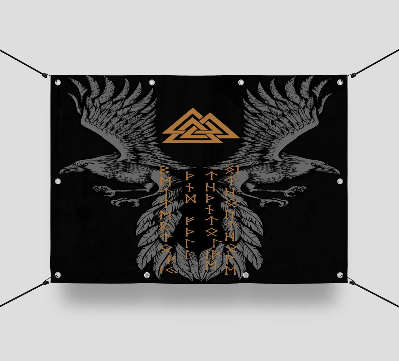 Hugin e Munin con rune e Valknut telo in pvc da pixelbull - medieval art and more