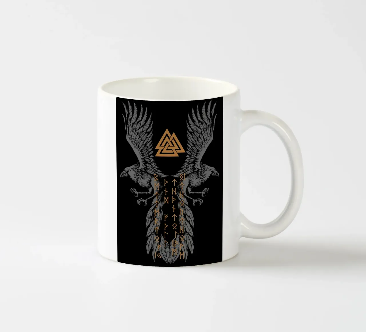 Hugin e Munin con rune e Valknut tazza in ceramica da pixelbull - medieval art and more