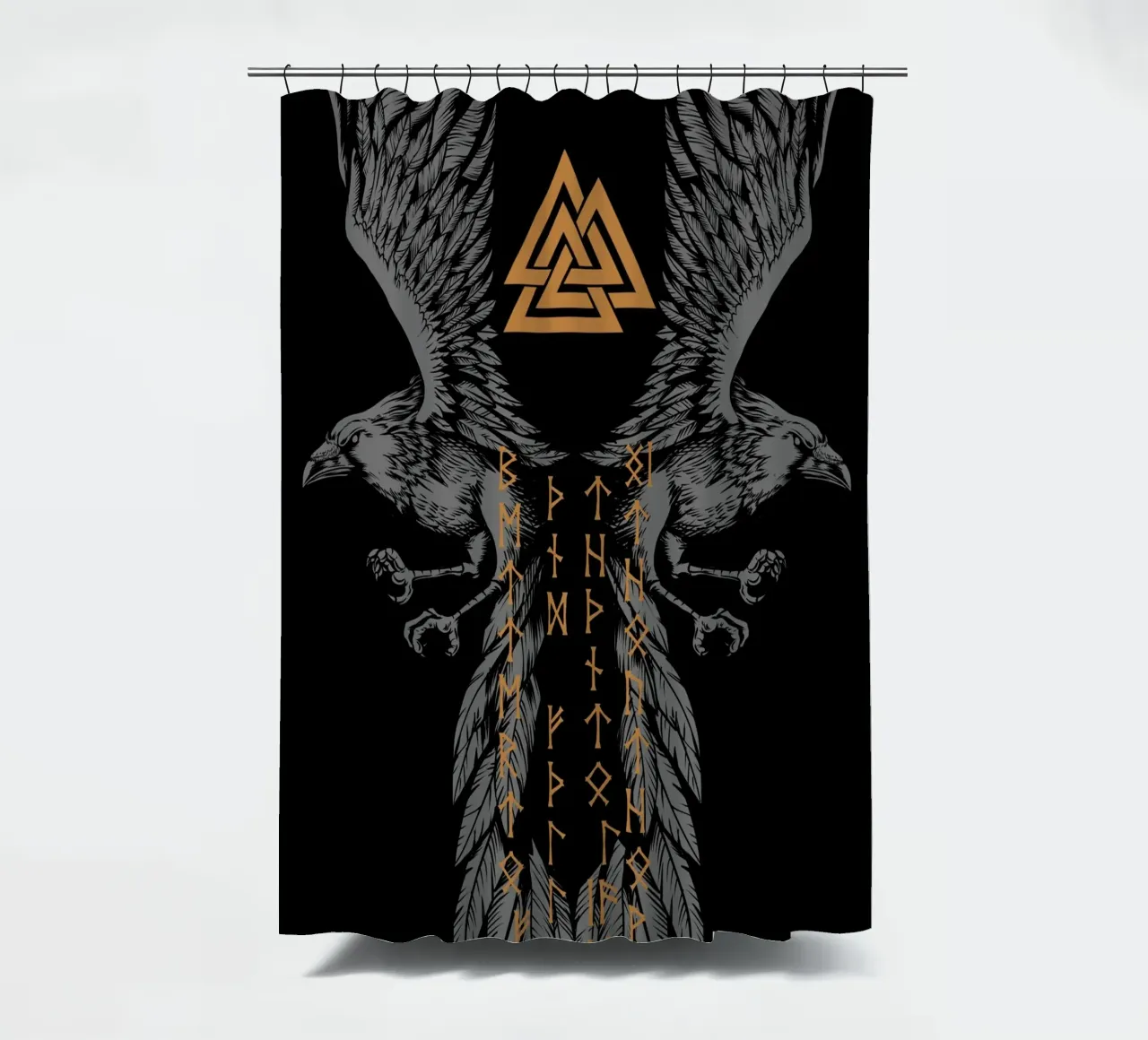 Hugin e Munin con rune e Valknut tenda da doccia da pixelbull - medieval art and more