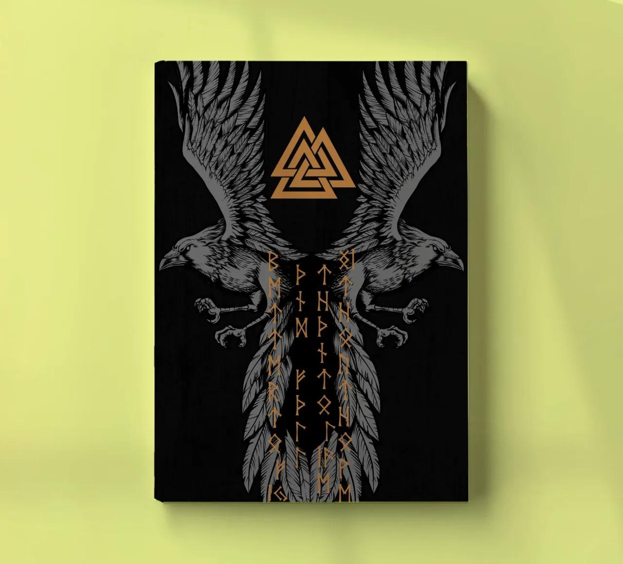 Hugin and Munin with runes and Valknut notebook by pixelbull - medieval art and more