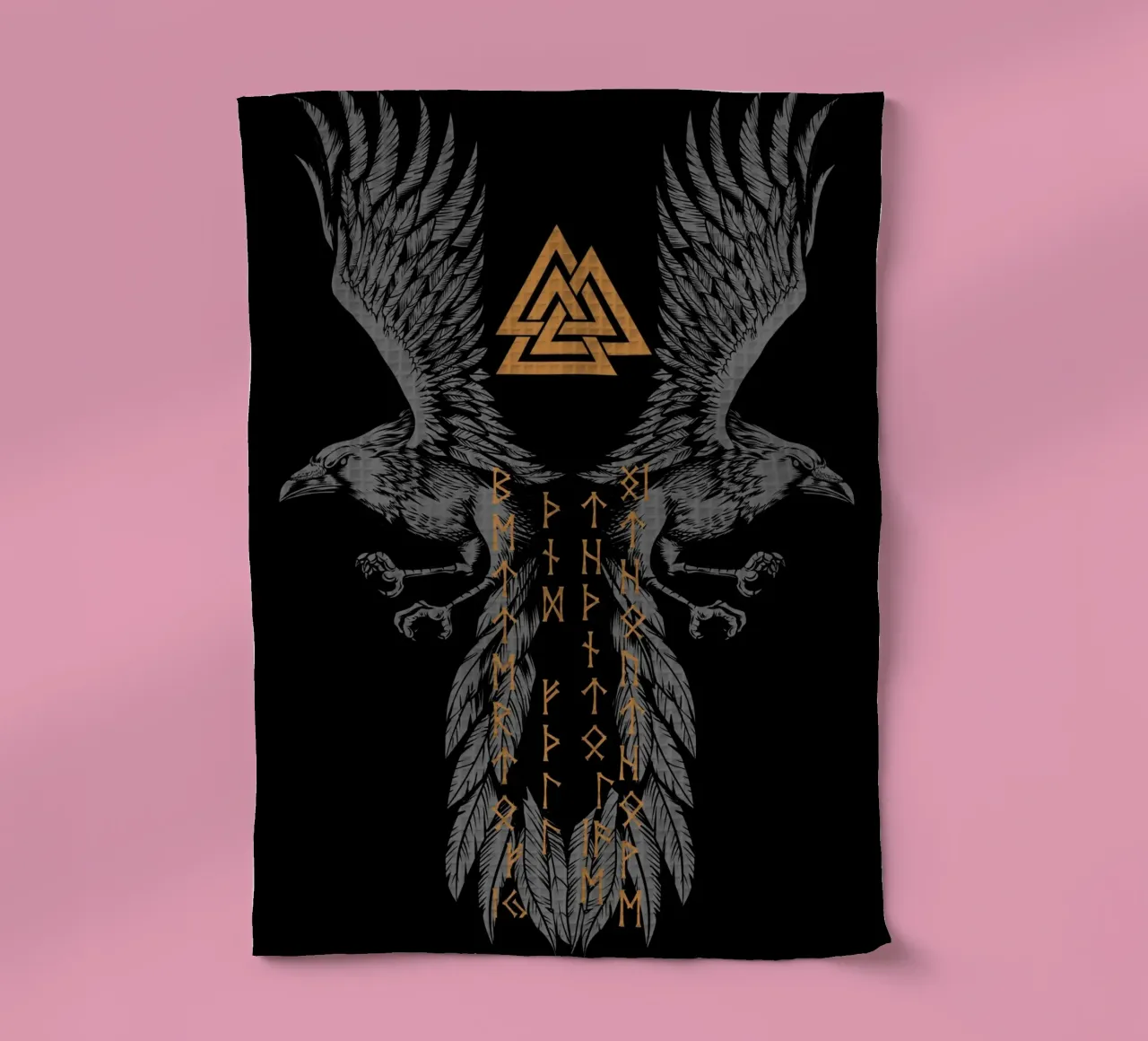 Hugin e Munin con rune e Valknut canovaccio da cucina da pixelbull - medieval art and more