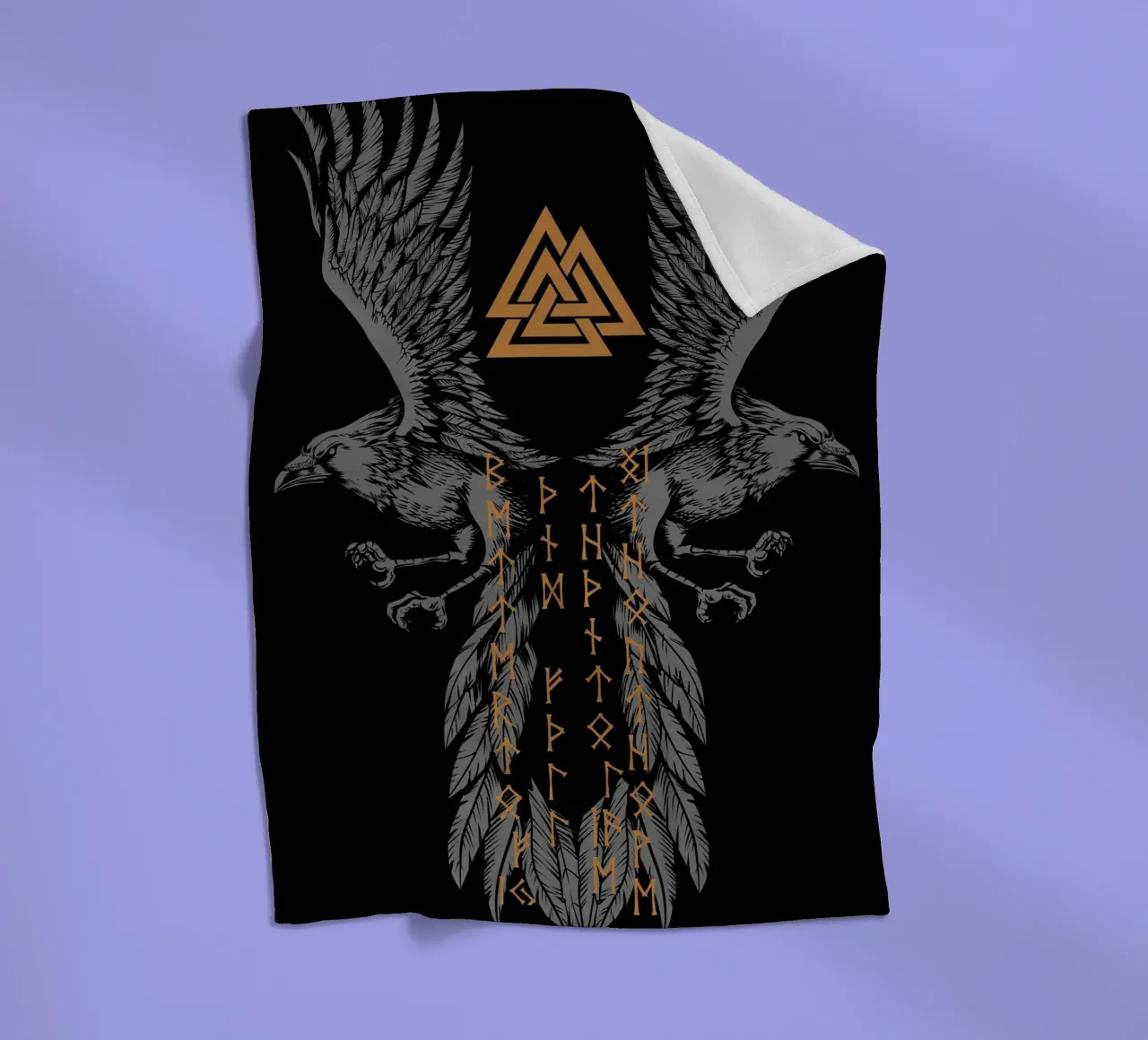 Hugin e Munin con rune e Valknut coperta in pile da pixelbull - medieval art and more