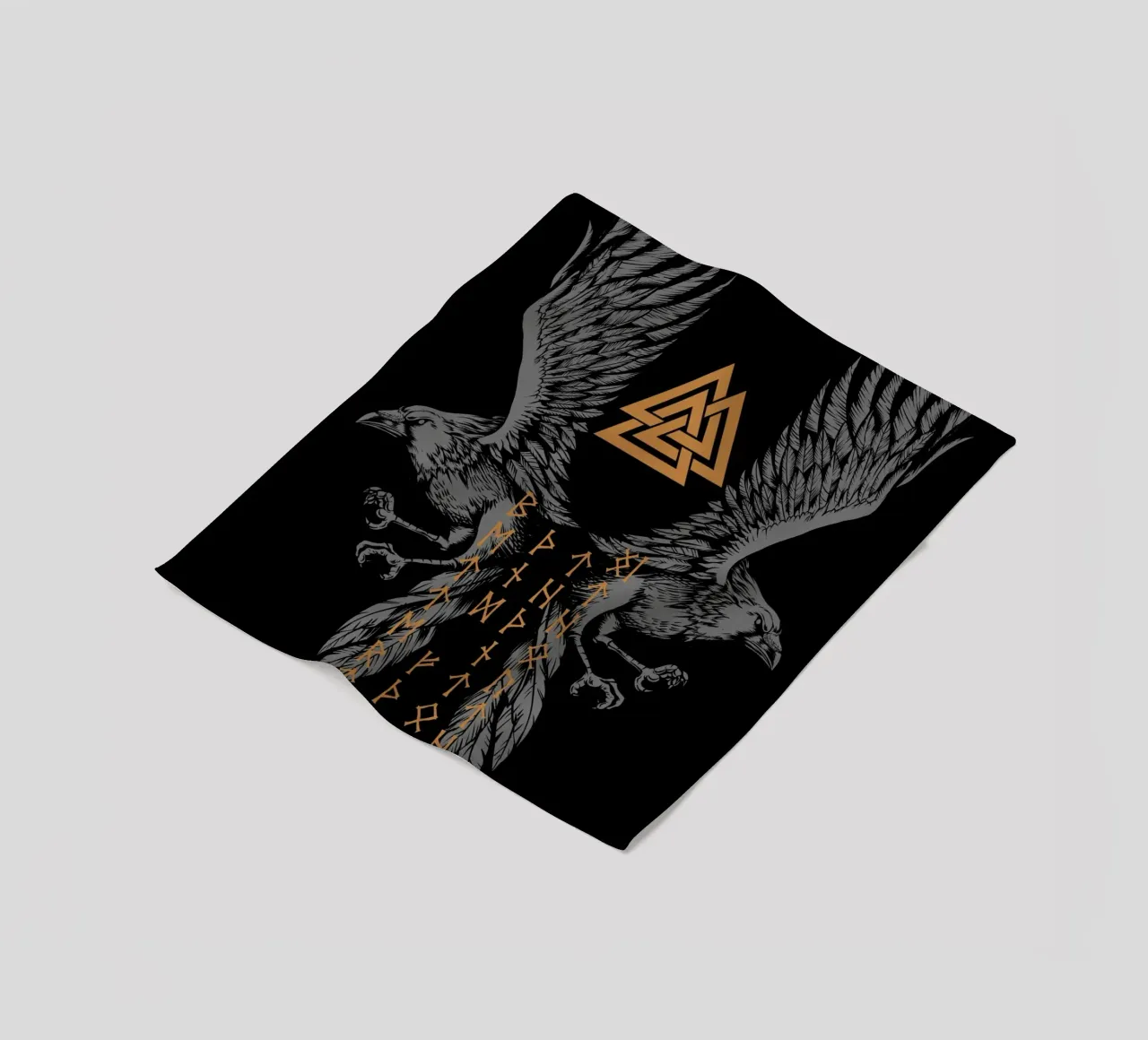 Hugin e Munin con rune e Valknut coperta in pile da pixelbull - medieval art and more