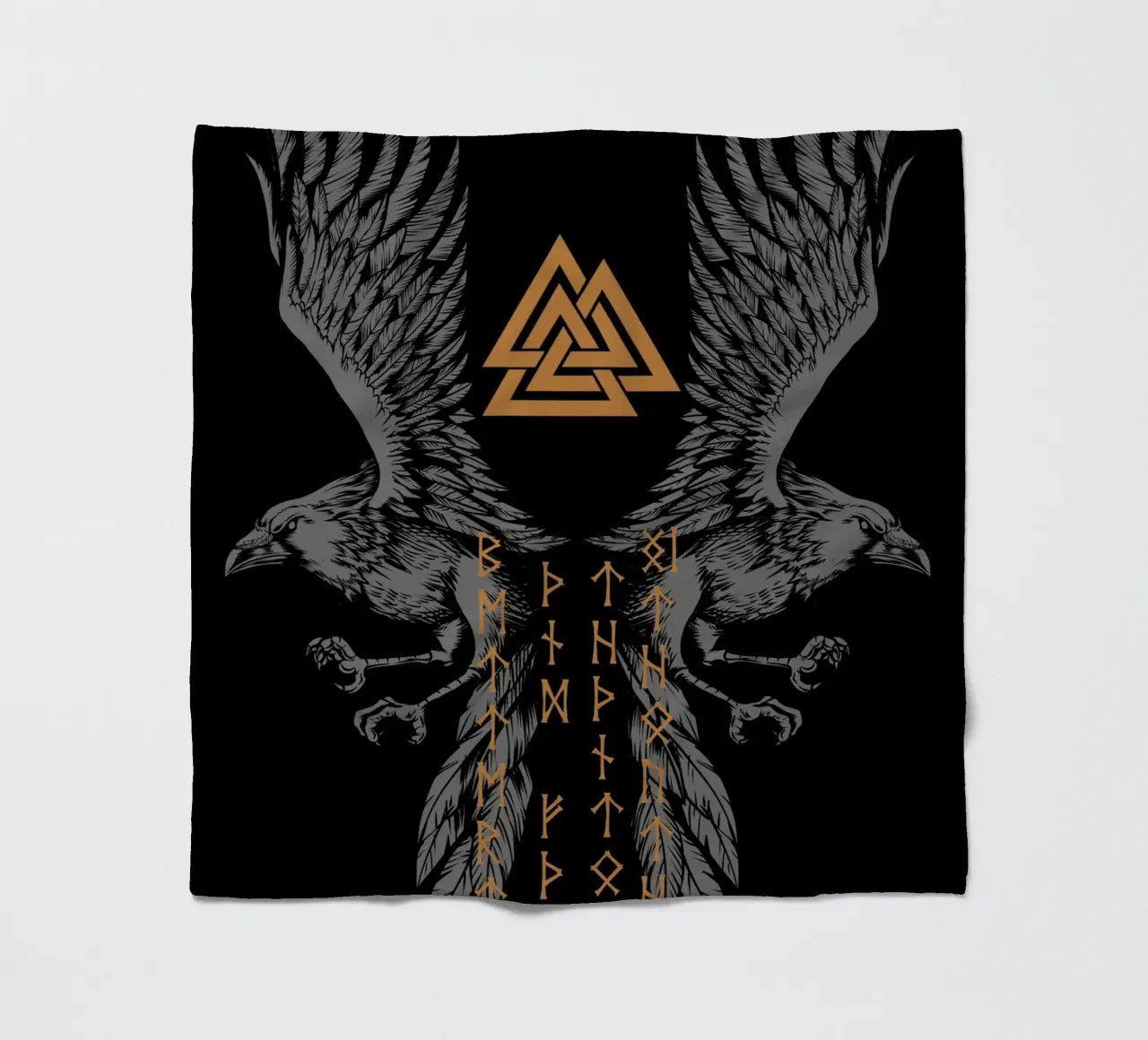 Hugin e Munin con rune e Valknut coperta in pile da pixelbull - medieval art and more