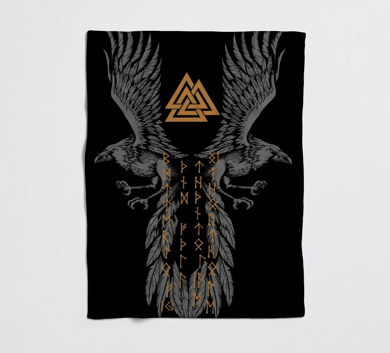 Hugin e Munin con rune e Valknut coperta in pile da pixelbull - medieval art and more