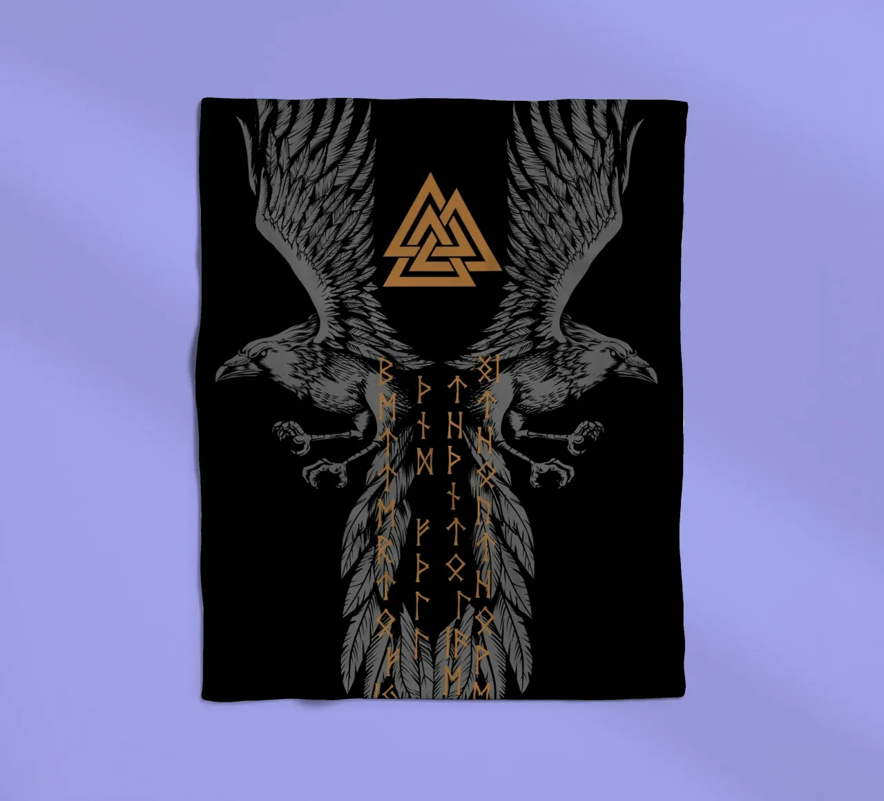 Hugin e Munin con rune e Valknut coperta in pile da pixelbull - medieval art and more