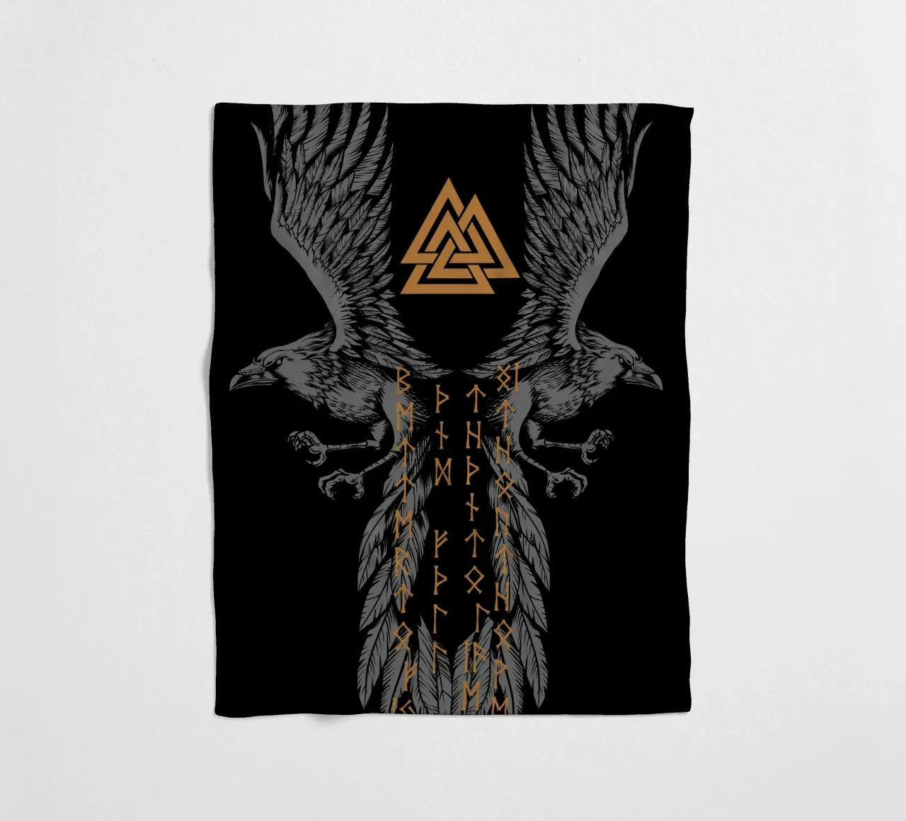 Hugin e Munin con rune e Valknut coperta in pile da pixelbull - medieval art and more