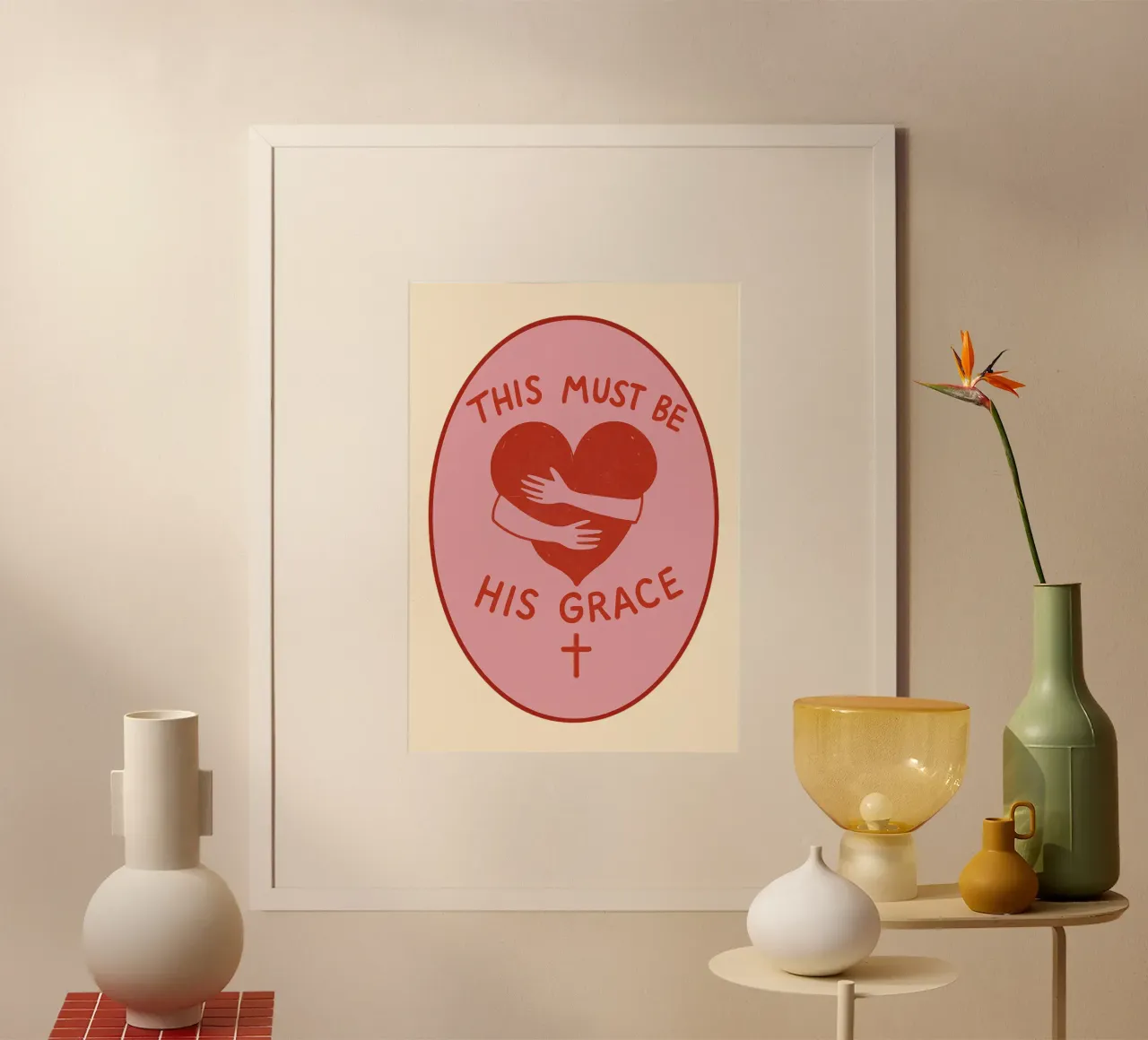 "Stampa d'arte spirituale "Questa deve essere la sua grazia poster con telaio in alluminio da vintagepod
