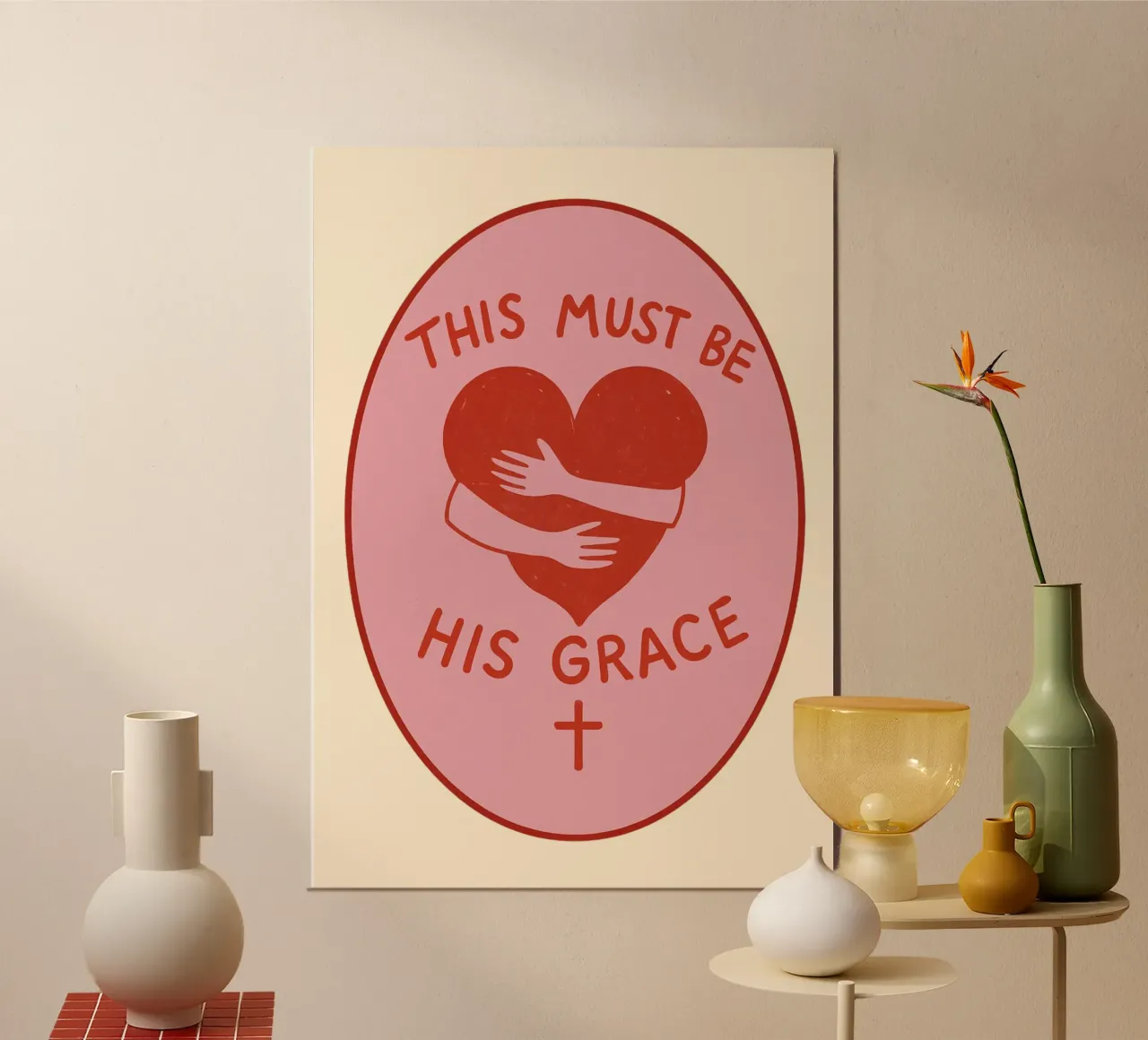"Stampa d'arte spirituale "Questa deve essere la sua grazia poster con telaio in alluminio da vintagepod