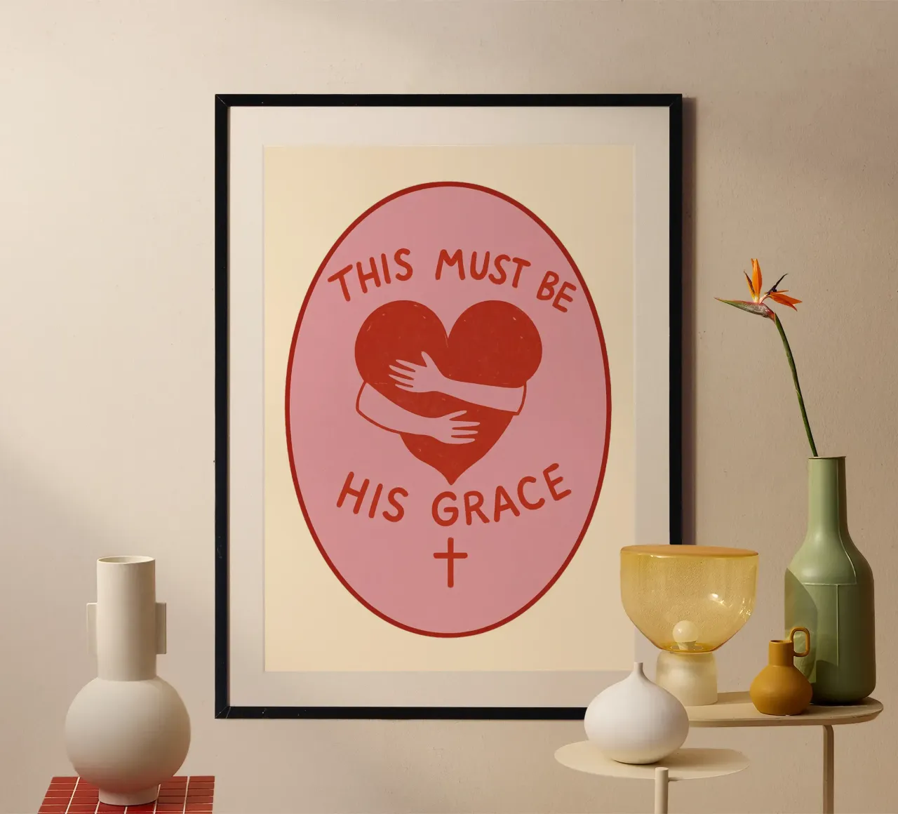 "Stampa d'arte spirituale "Questa deve essere la sua grazia poster con telaio in alluminio da vintagepod