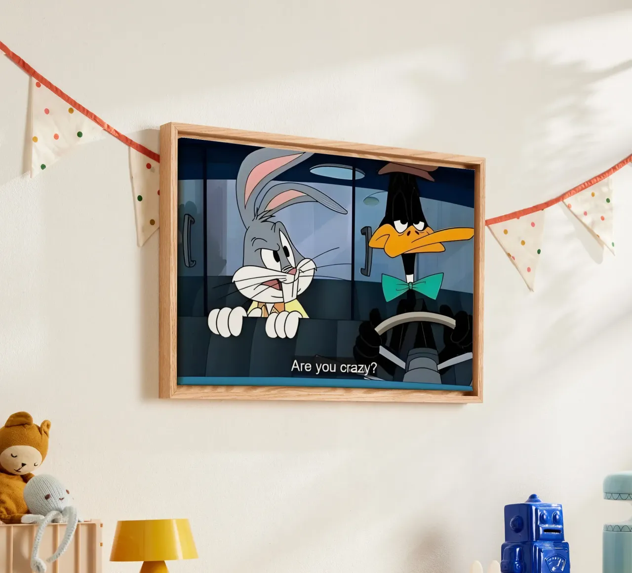 Bugs Bunny and Daffy Duck (are you crazy?) canvas with Floater frame by Low poly art