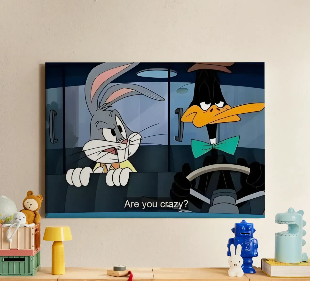 Bugs Bunny and Daffy Duck (are you crazy?) canvas with Floater frame by Low poly art