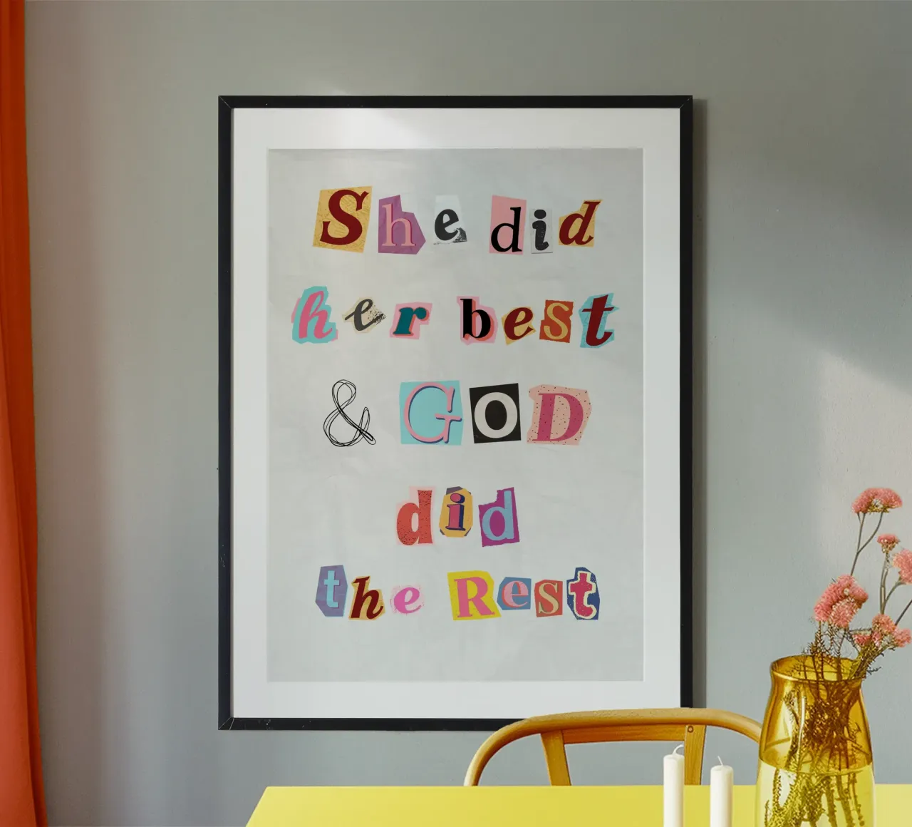 Sie tat ihr Bestes, Gott tat den Rest, Collage Art Poster von vintagepod