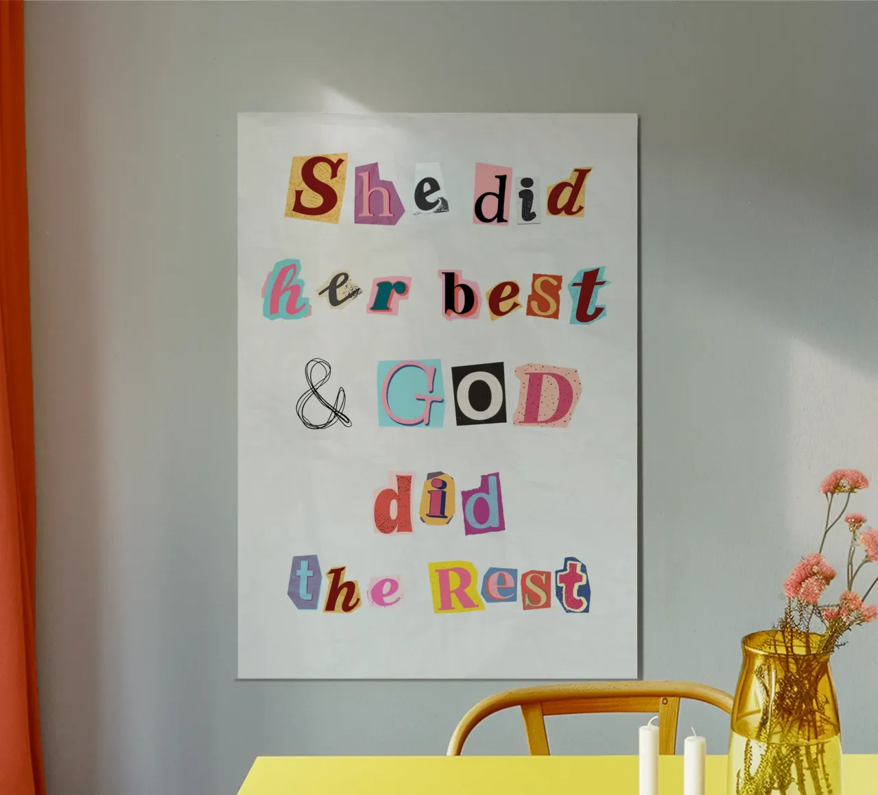 Sie tat ihr Bestes, Gott tat den Rest, Collage Art Poster von vintagepod