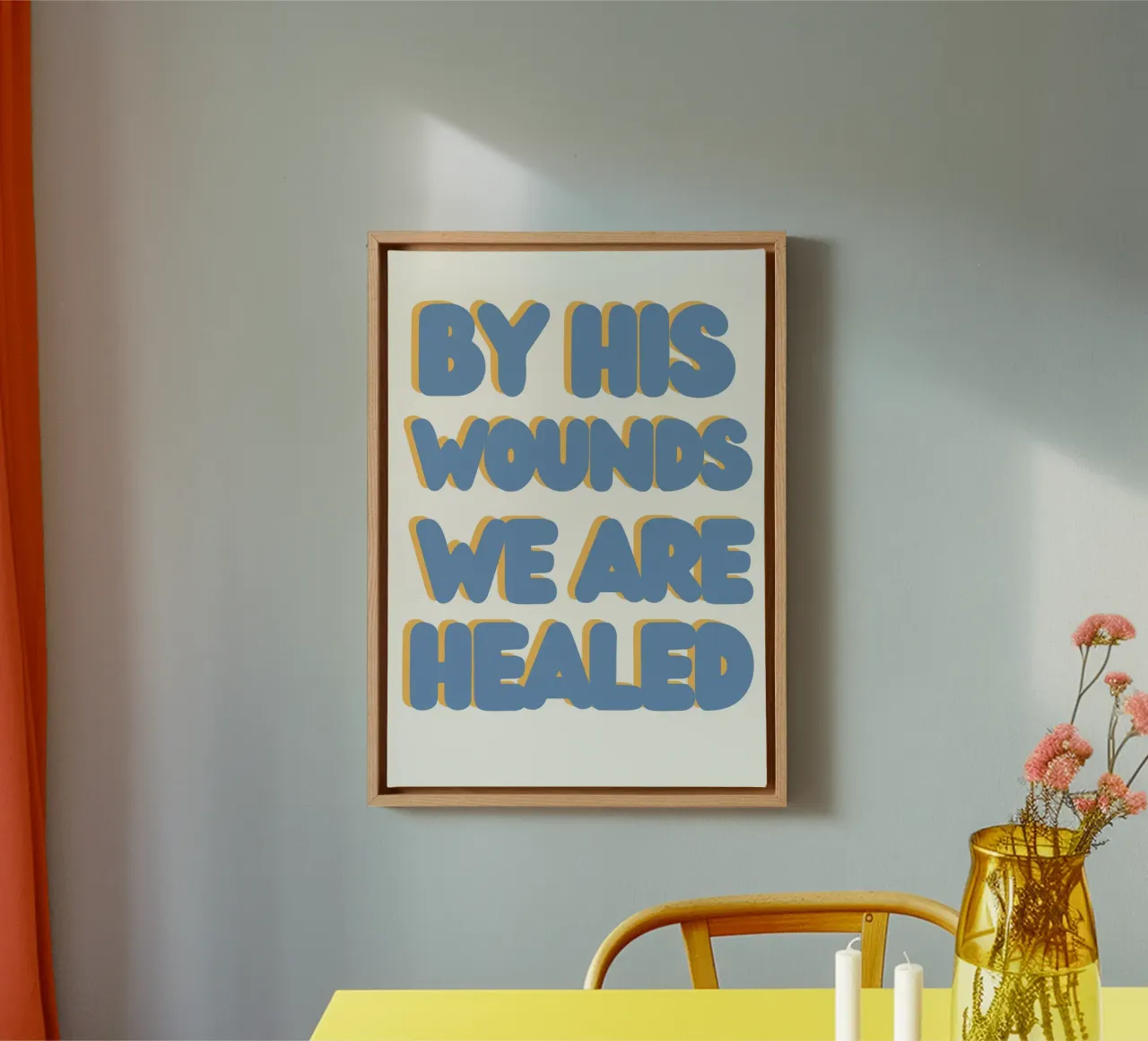 Durch seine Wunden sind wir geheilt, Christliche Kunst Leinwand mit Schattenfugenrahmen von vintagepod