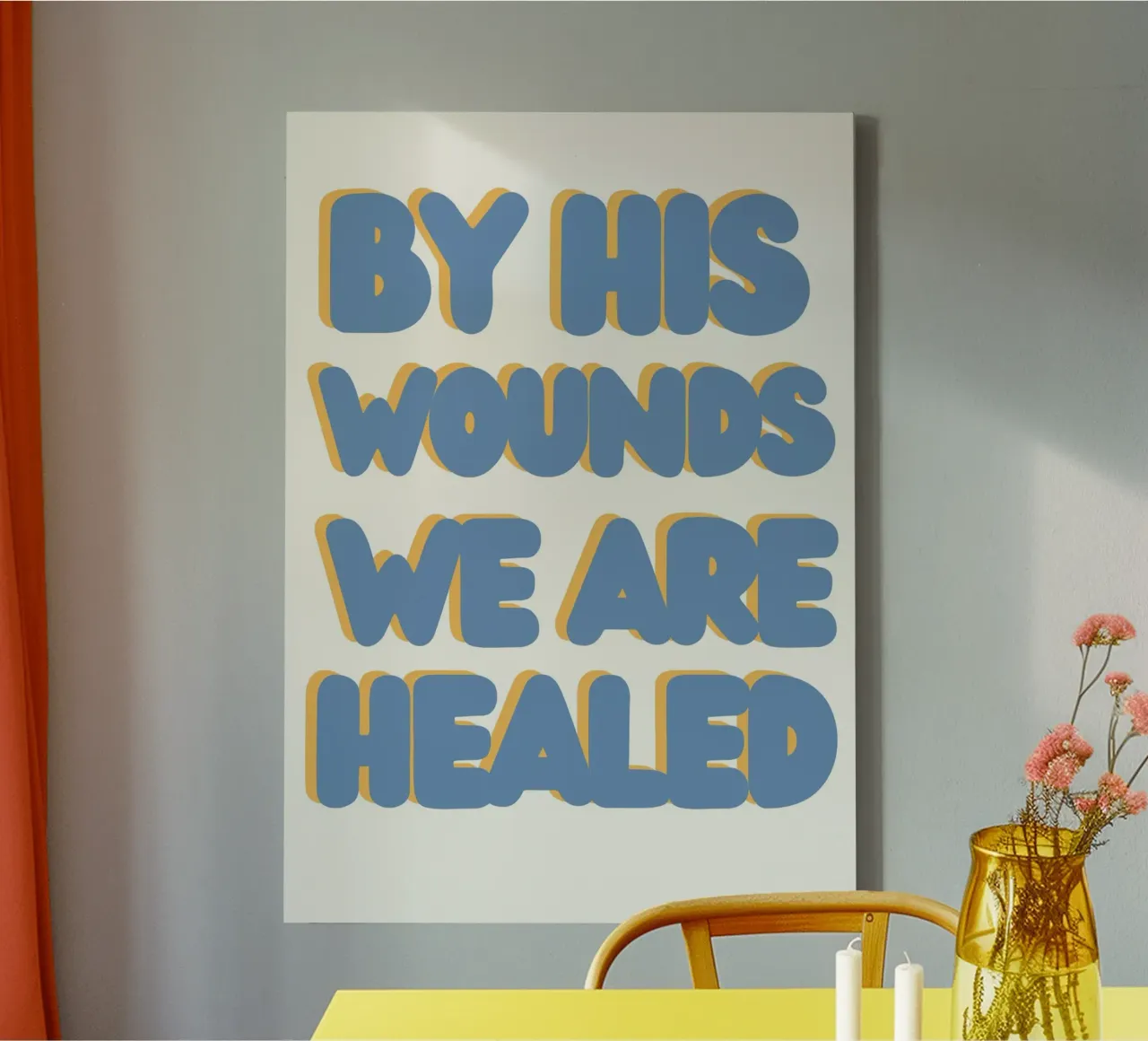 Durch seine Wunden sind wir geheilt, Christliche Kunst Leinwand mit Schattenfugenrahmen von vintagepod