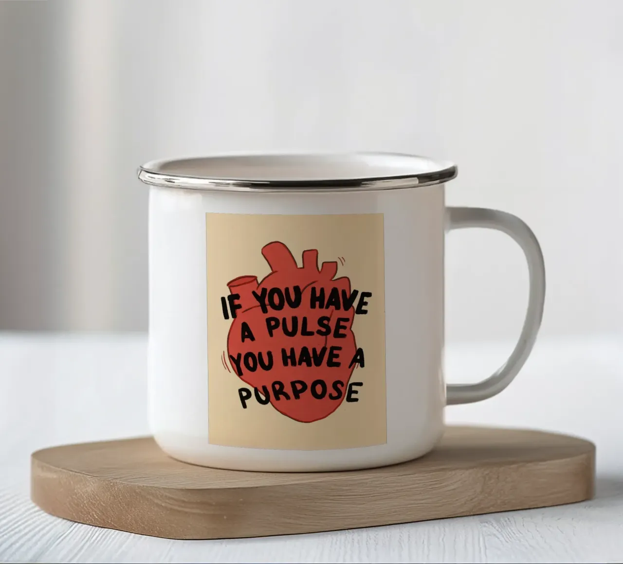 Se avete un polso, avete uno scopo tazza in smalto da vintagepod