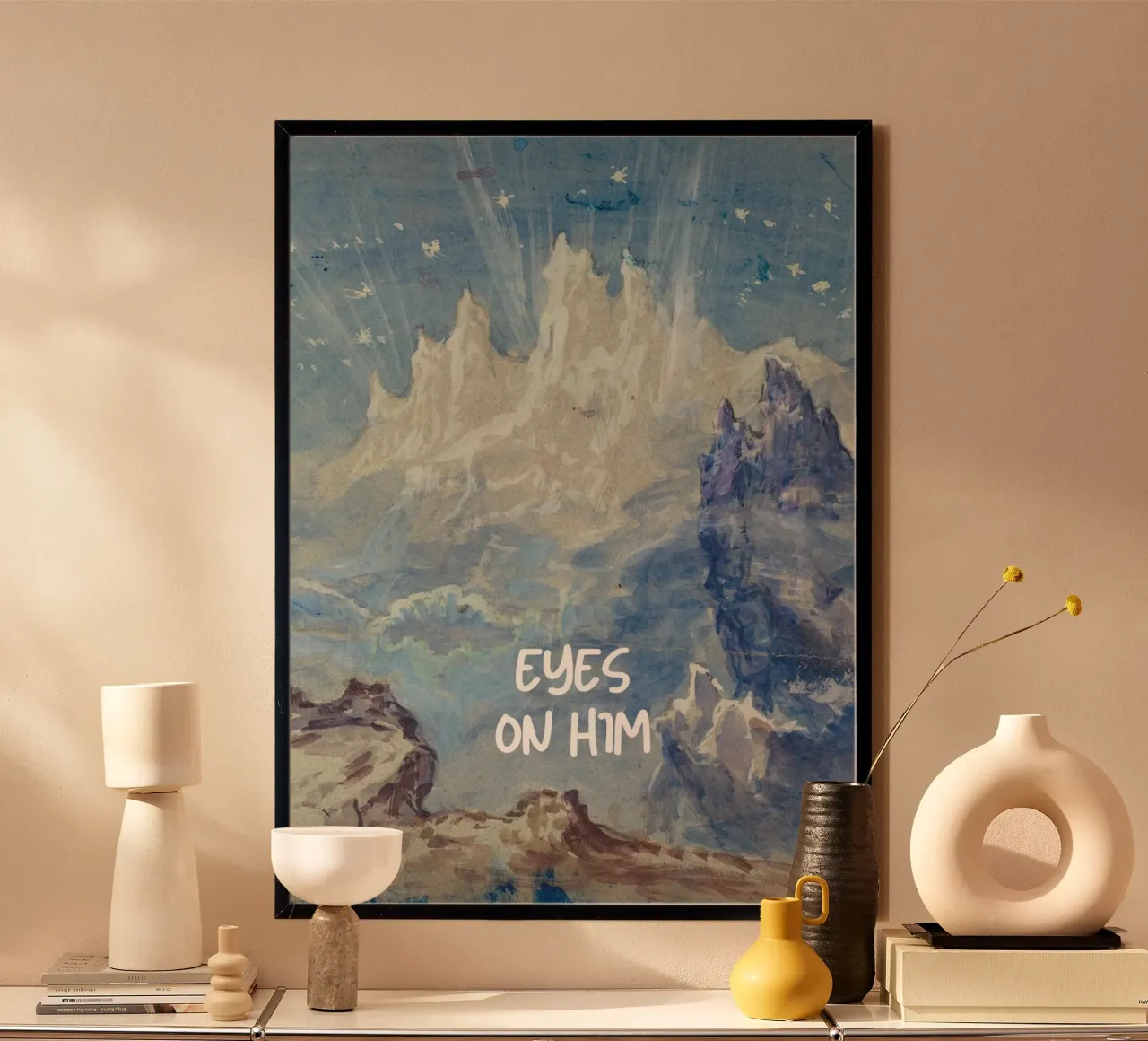"Occhi su di Lui" Gesù e Dio, Arte di montagna poster con telaio in plastica da vintagepod