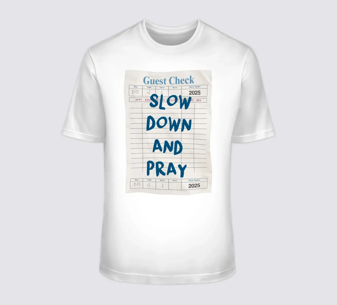 Rallenta e prega, Christian Guest Check Art t-shirt da vintagepod