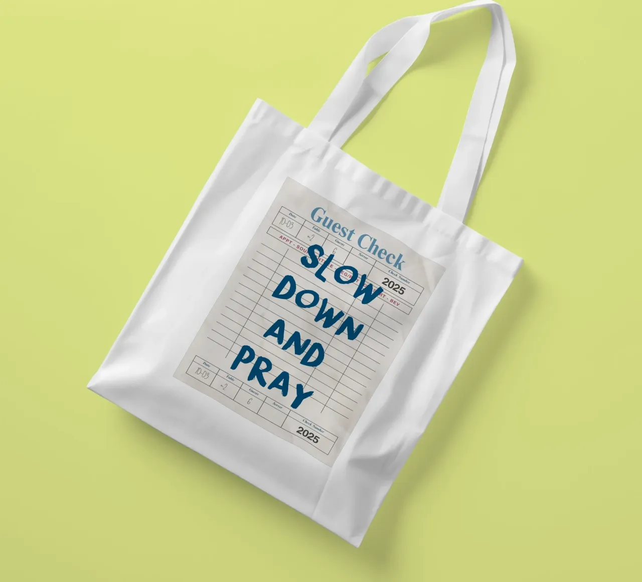 Rallenta e prega, Christian Guest Check Art borsa in juta da vintagepod