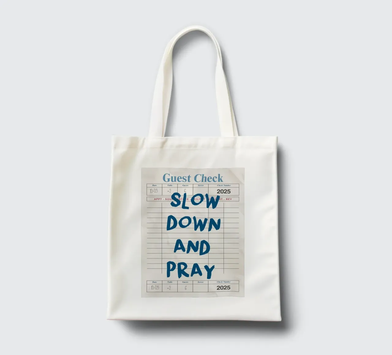 Rallenta e prega, Christian Guest Check Art borsa in juta da vintagepod