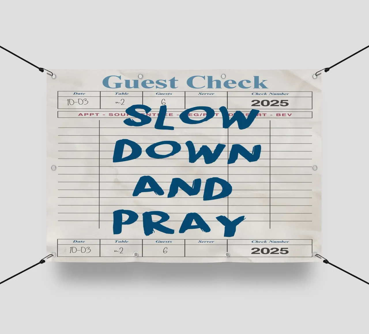 Rallenta e prega, Christian Guest Check Art telo in pvc da vintagepod