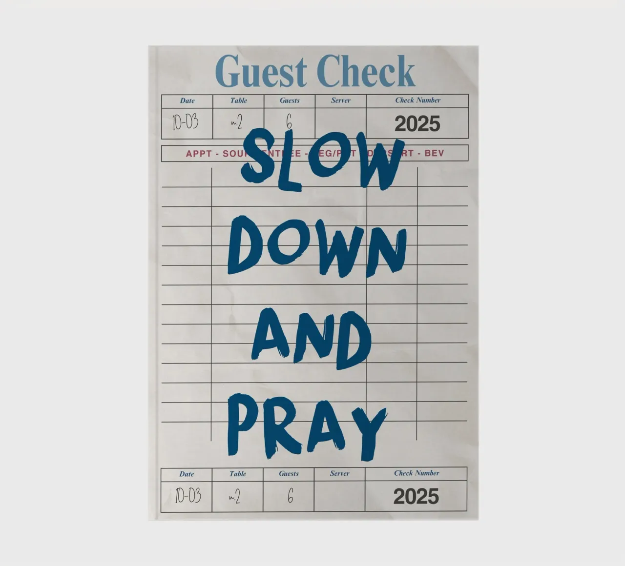 Rallenta e prega, Christian Guest Check Art diario da vintagepod