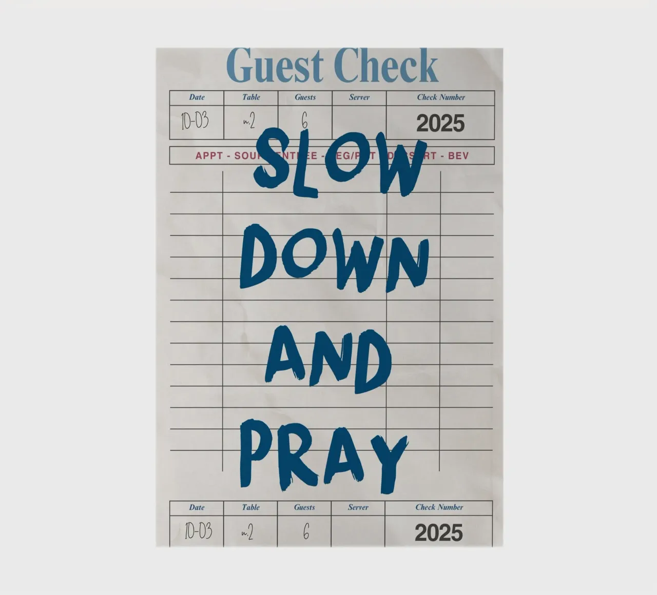Rallenta e prega, Christian Guest Check Art diario da vintagepod