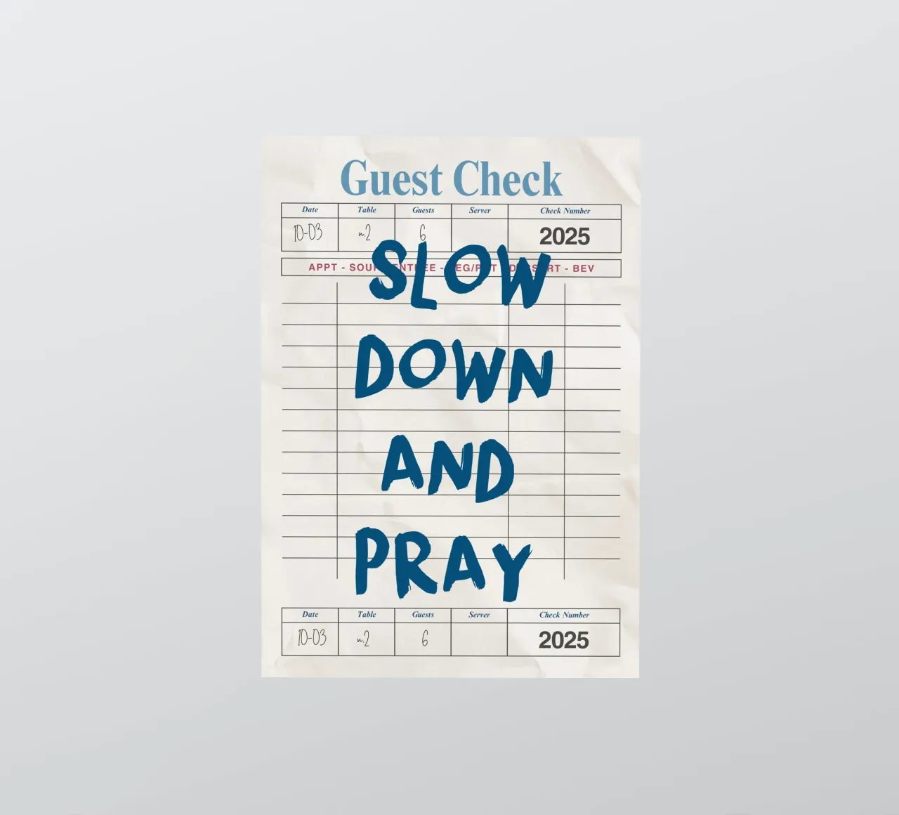 Rallenta e prega, Christian Guest Check Art adesivo da vintagepod