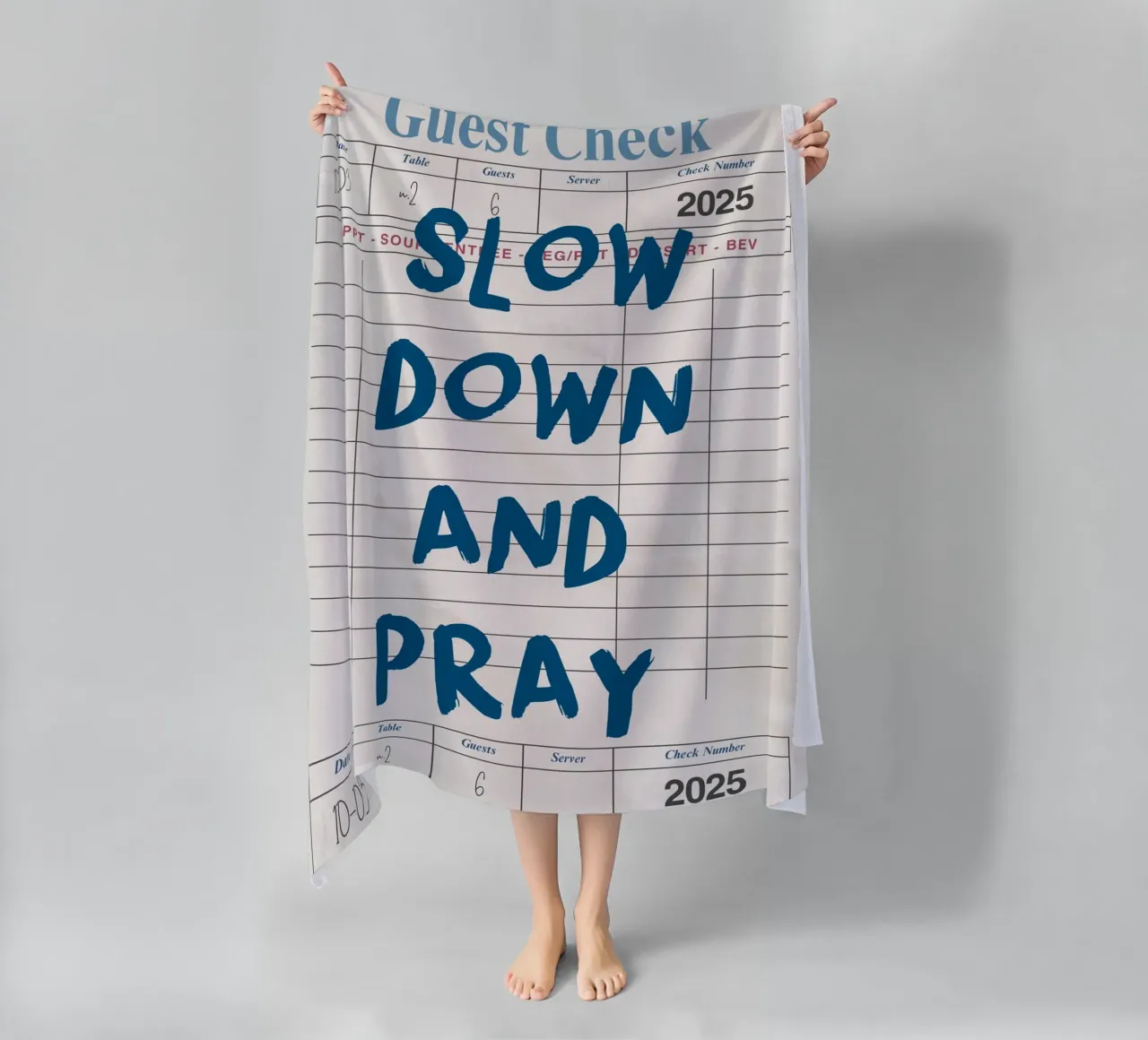 Rallenta e prega, Christian Guest Check Art telo mare da vintagepod