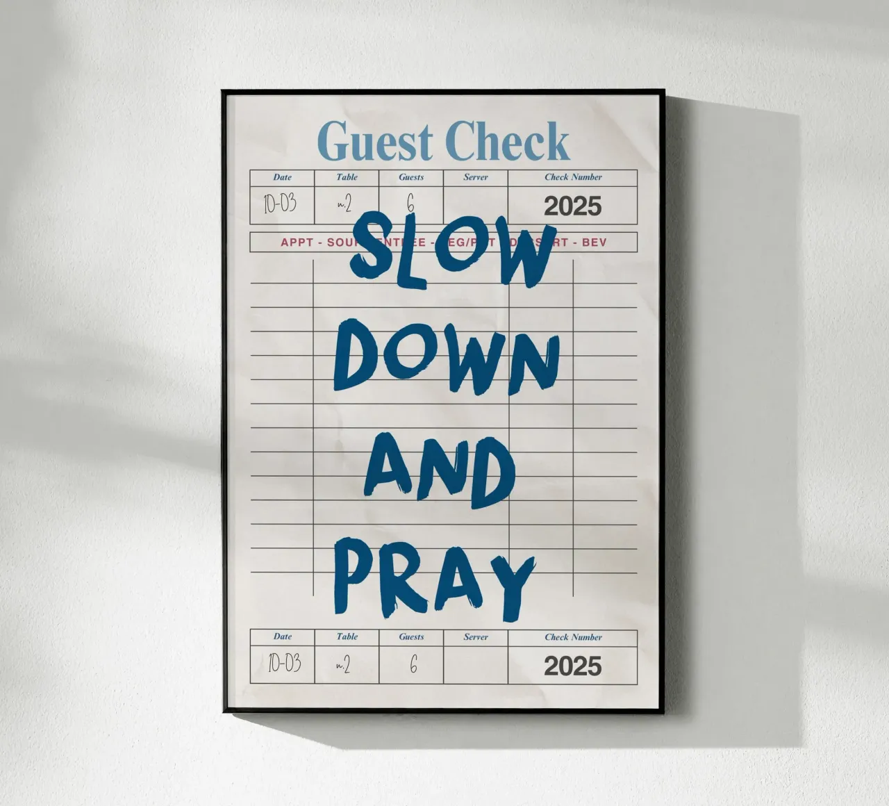 Rallenta e prega, Christian Guest Check Art plexiglass da vintagepod