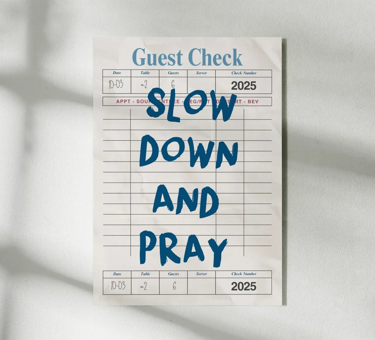 Rallenta e prega, Christian Guest Check Art plexiglass da vintagepod