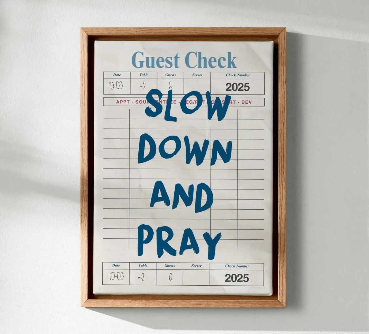 Rallenta e prega, Christian Guest Check Art tela da vintagepod