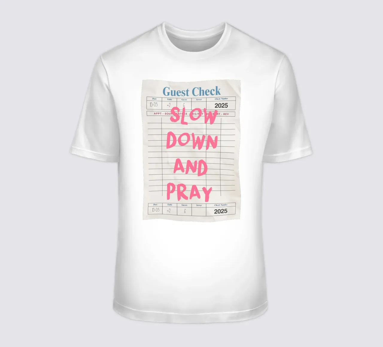 Rallenta e prega, Christian Guest Check Art t-shirt da vintagepod