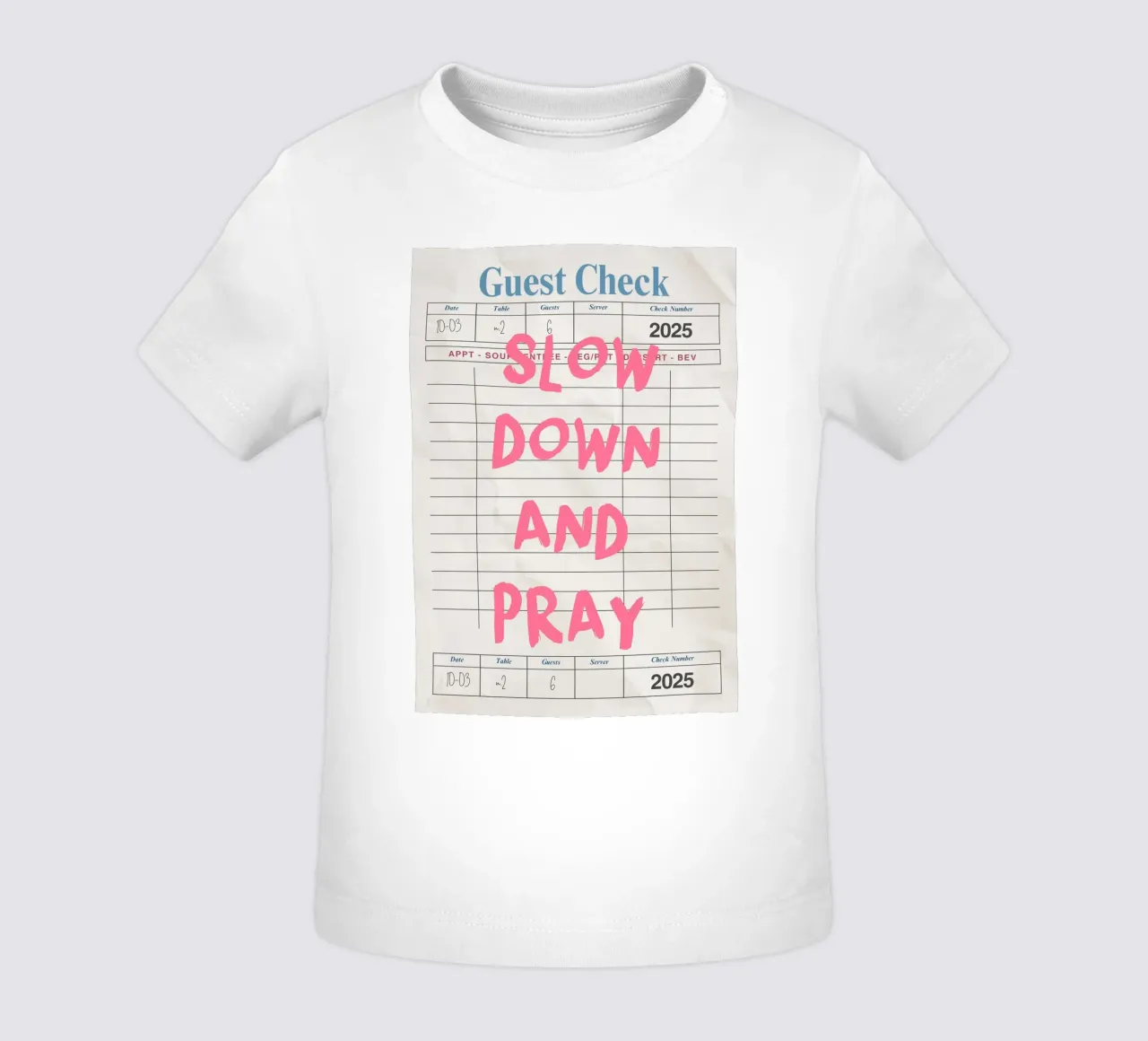 Rallenta e prega, Christian Guest Check Art maglietta neonato da vintagepod