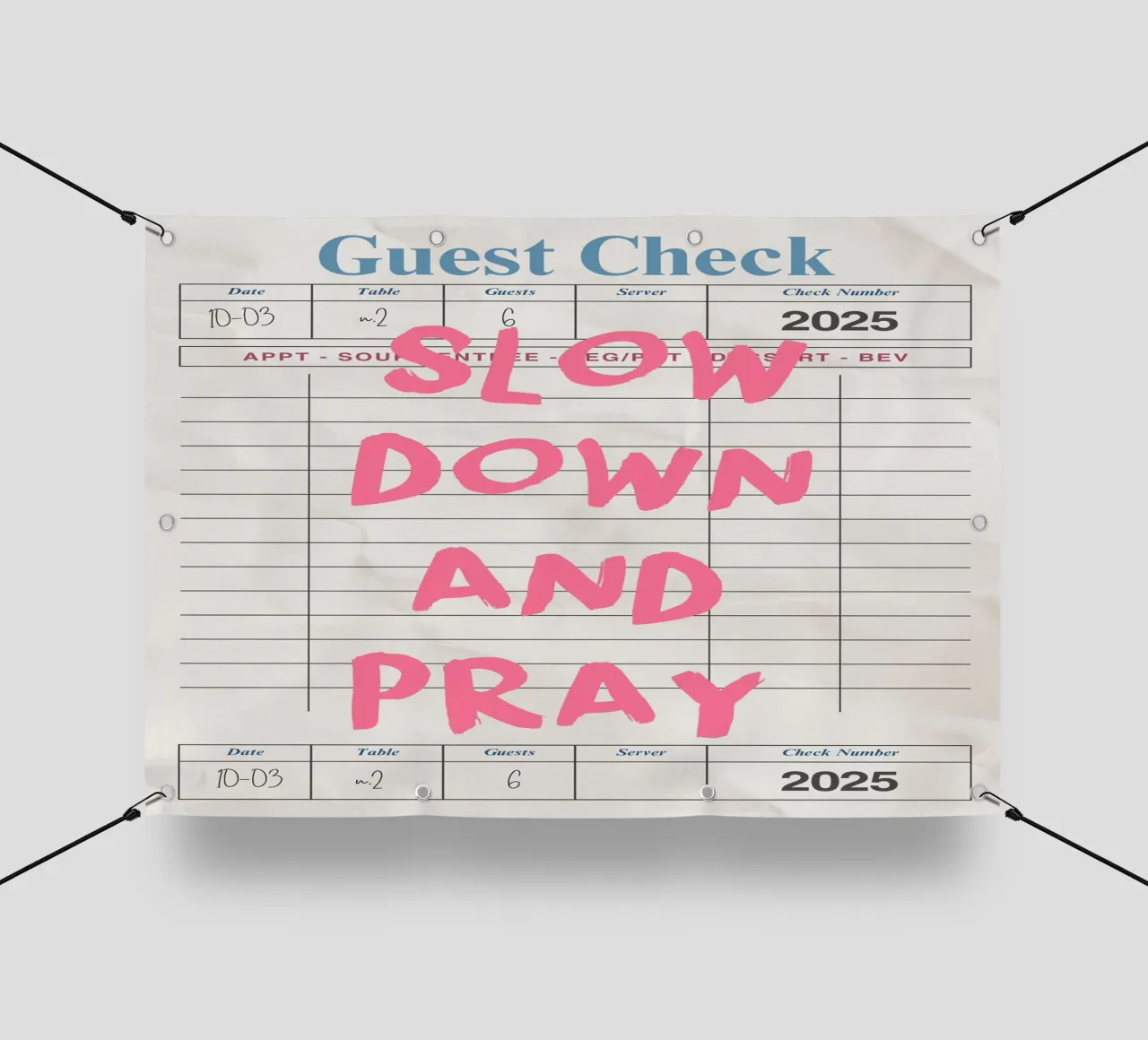 Rallenta e prega, Christian Guest Check Art telo in pvc da vintagepod