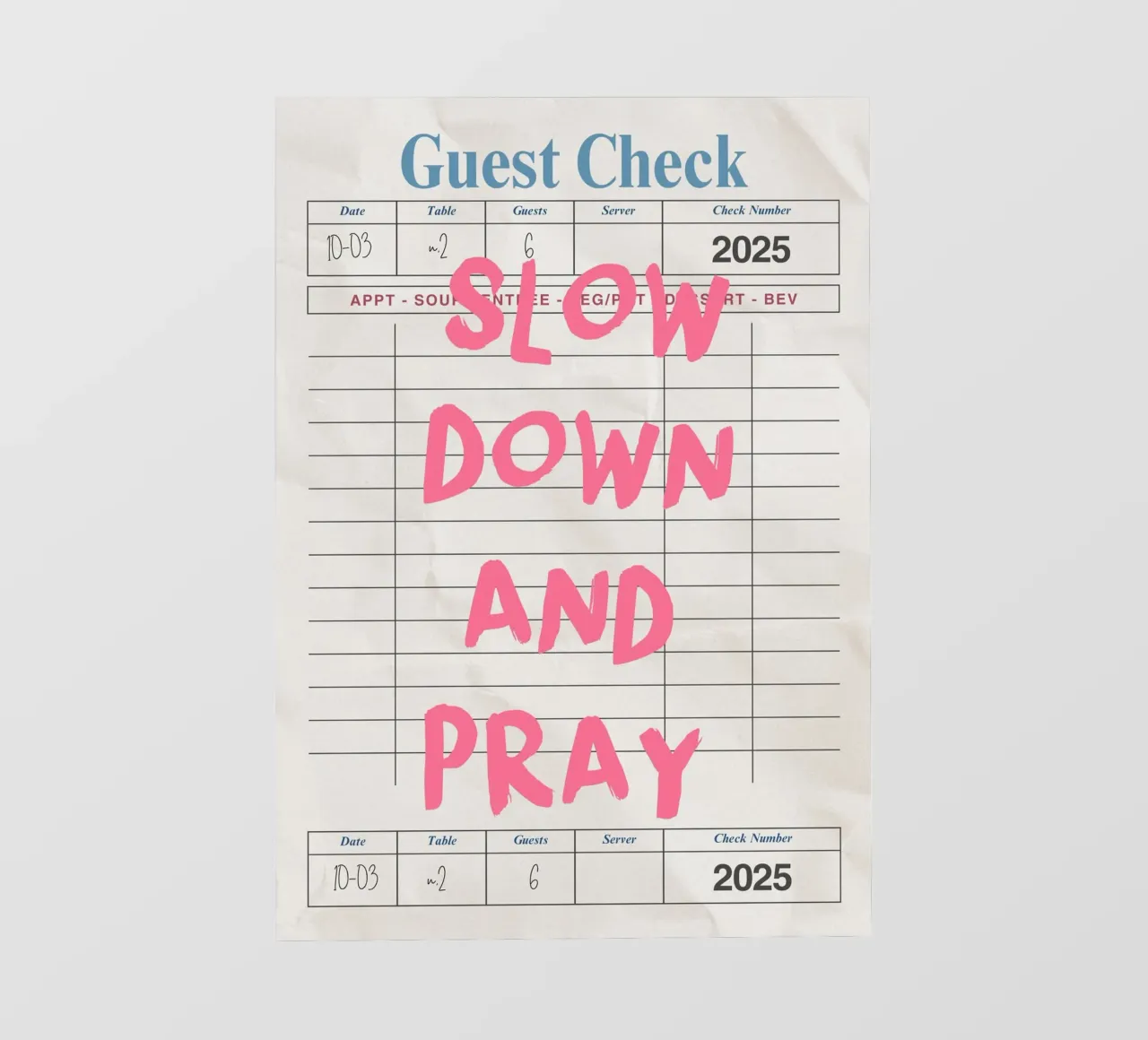 Rallenta e prega, Christian Guest Check Art telo in pvc da vintagepod