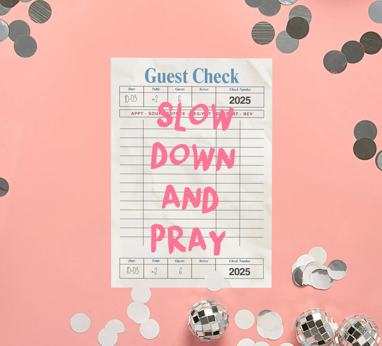 Rallenta e prega, Christian Guest Check Art adesivo da vintagepod