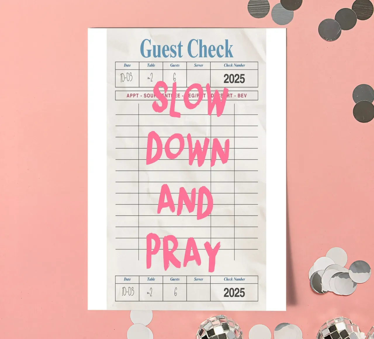 Rallenta e prega, Christian Guest Check Art foglio adesivo da vintagepod