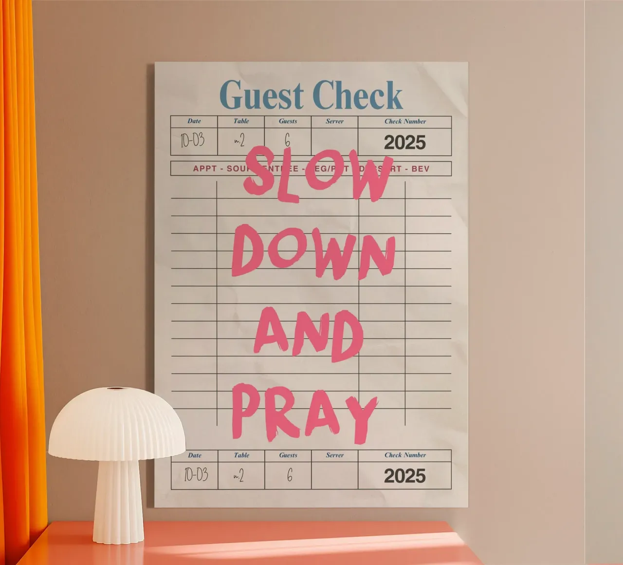 Rallenta e prega, Christian Guest Check Art plexiglass da vintagepod