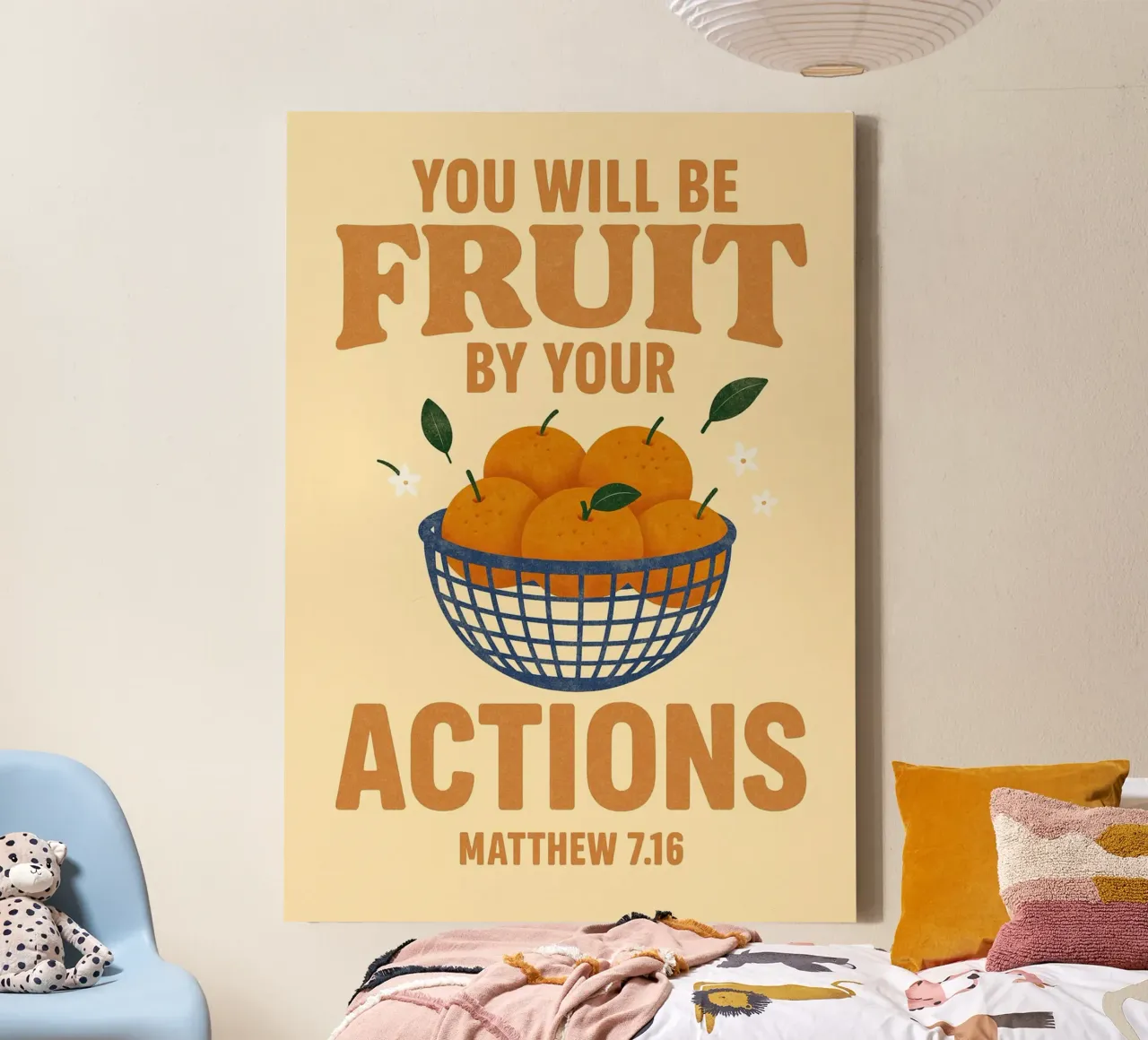 Vous serez le fruit de vos actions, Matthieu 7:16 toile avec Caisse américaine de vintagepod