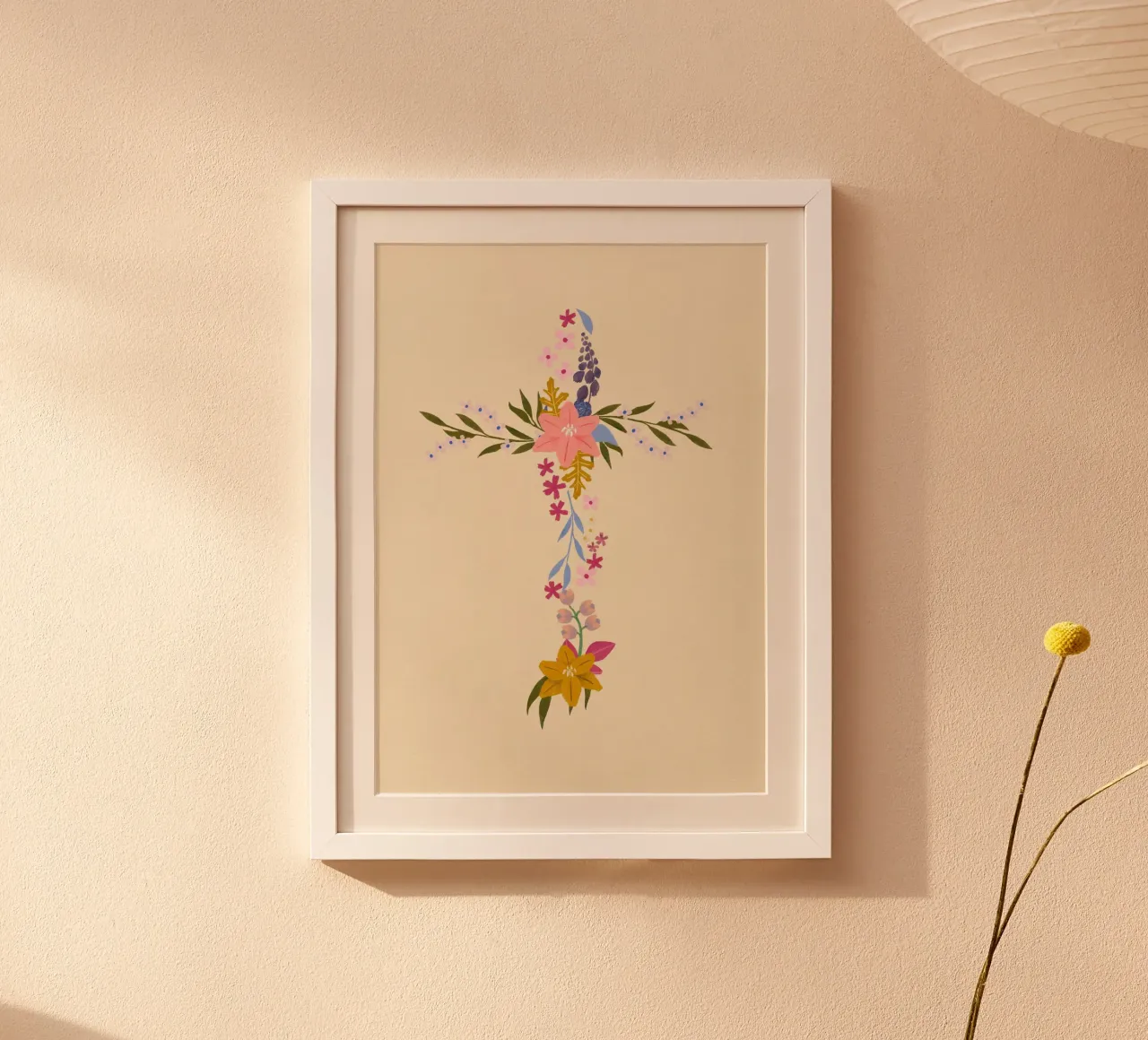 Bloemenkruis, Christelijke abstracte kunstdruk poster van vintagepod