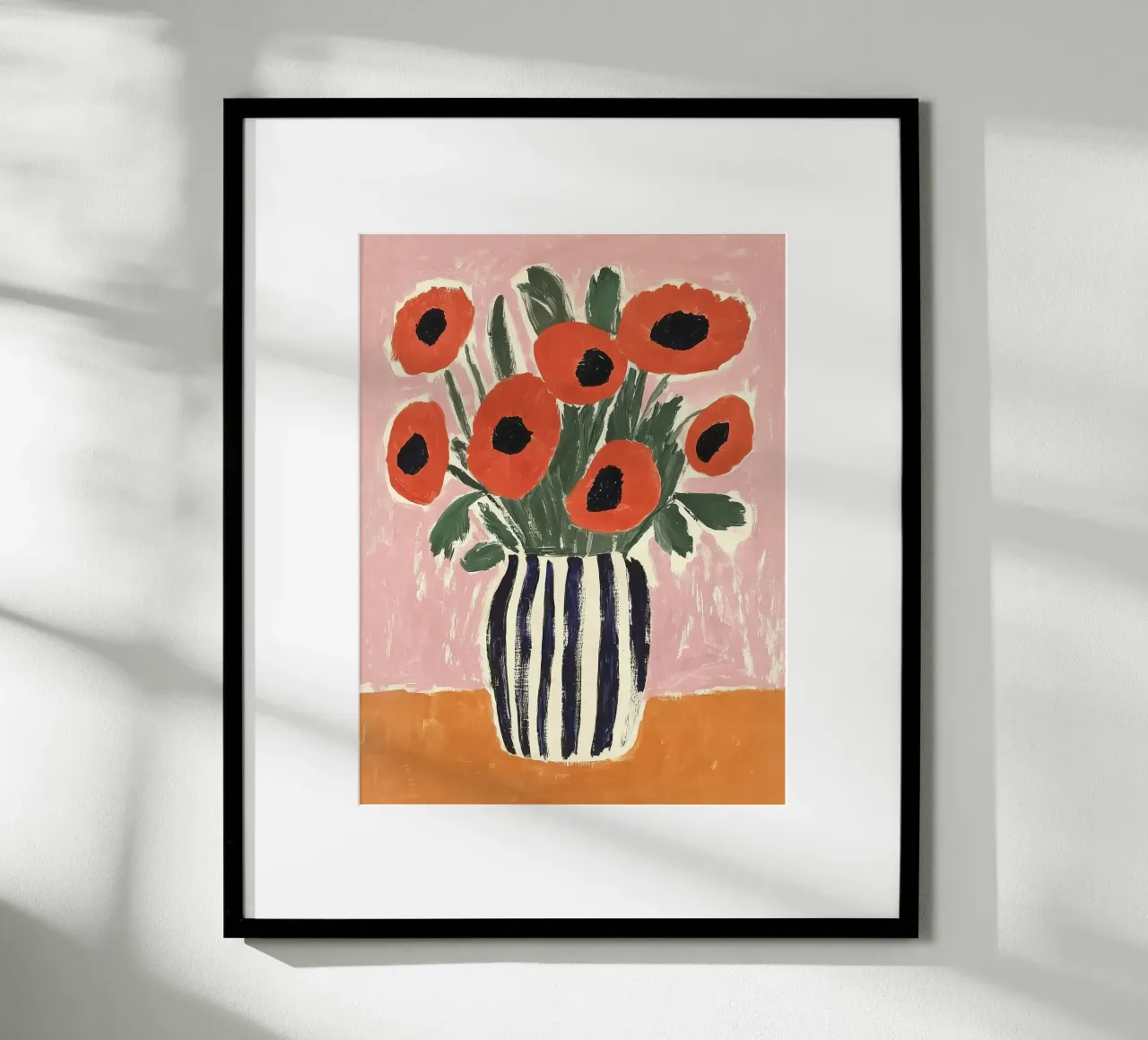 Papaveri d'epoca in vaso Arte murale impressionista floreale boho poster con telaio in plastica da Gentle Echoes Art