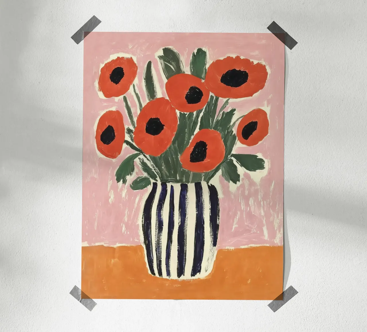 Papaveri d'epoca in vaso Arte murale impressionista floreale boho poster con telaio in plastica da Gentle Echoes Art
