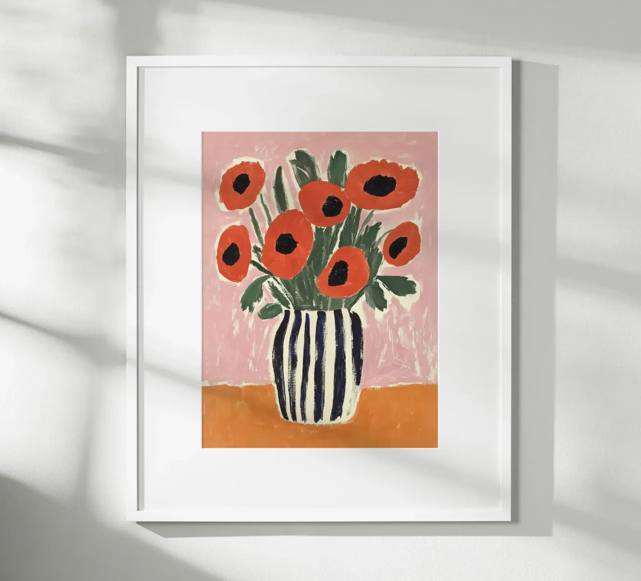 Papaveri d'epoca in vaso Arte murale impressionista floreale boho poster con telaio in plastica da Gentle Echoes Art