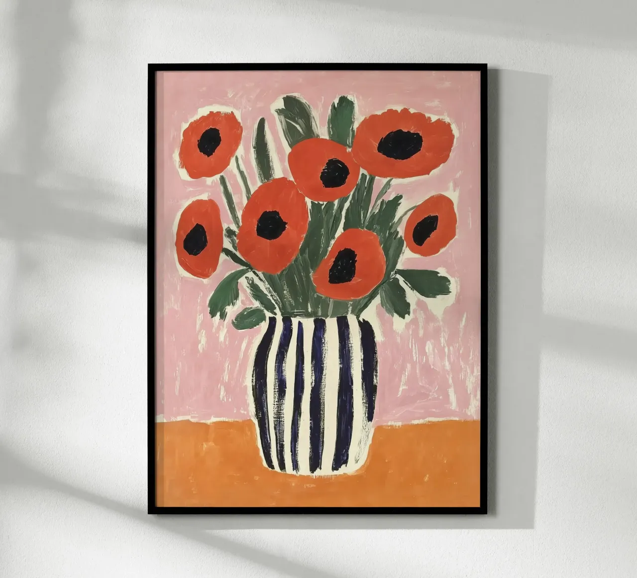 Papaveri d'epoca in vaso Arte murale impressionista floreale boho poster con telaio in plastica da Gentle Echoes Art
